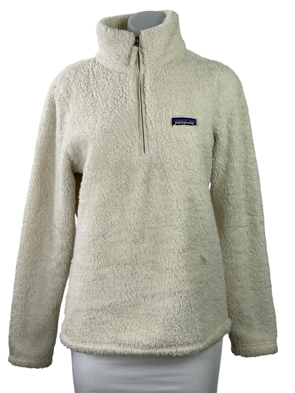 Patagonia Los Gatos Women's Cream Fleece 1/4 Zip Pullover Sweatshirt Top Size M